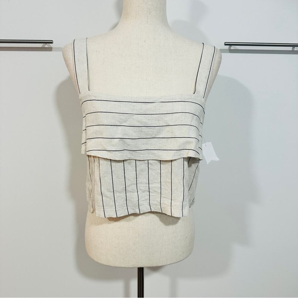 Quiet Luxury Striped Linen Blend Top European Minimalist| Avec Les Filles Size S - Picture 3 of 13